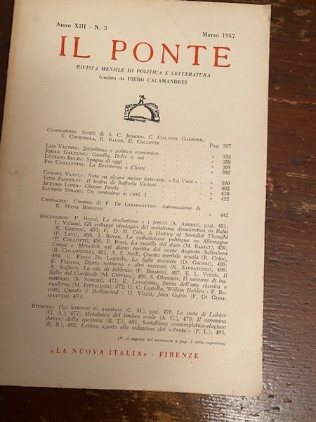 Il Ponte. Anno XIII. N°3 - MArzo 1957