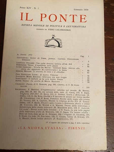 Il Ponte. Anno XIV. N°1 - Gennaio 1958