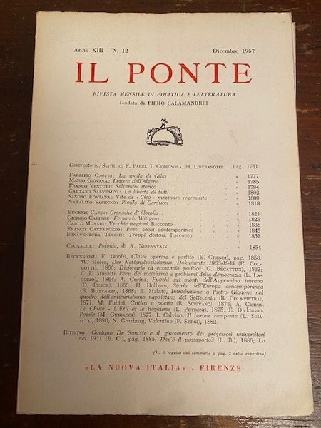 Il Ponte. Anno XIII. N°12 - Dicembre 1957