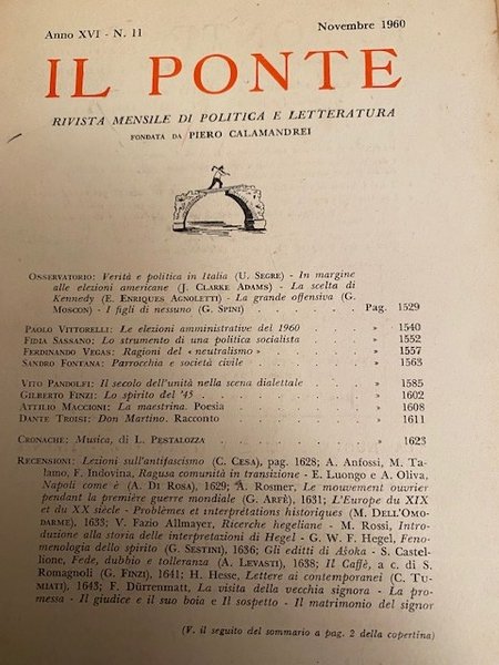 IL PONTE. RIVISTA MENSILE DI POLITICA E LETTERATURA. ANNO XVI. …