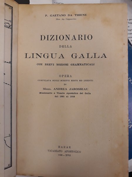 DIZIONARIO DELLA LINGUA GALLA