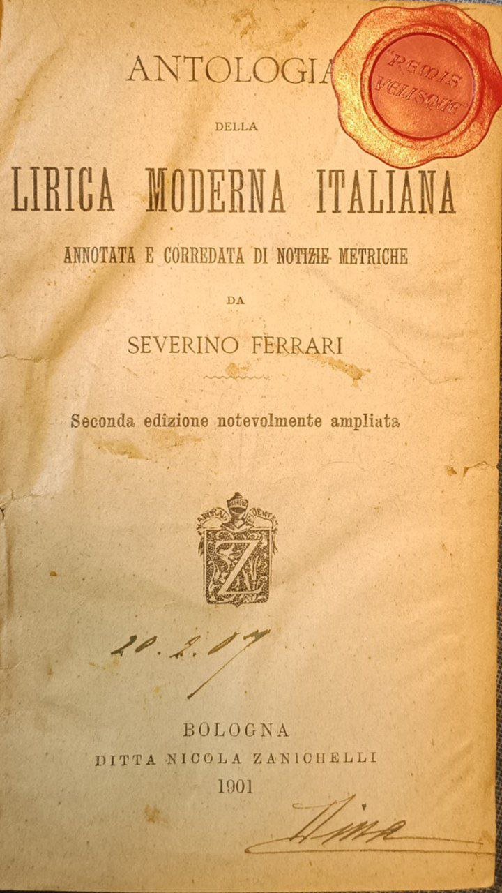 Antologia della lirica moderna italiana | Immagine principale