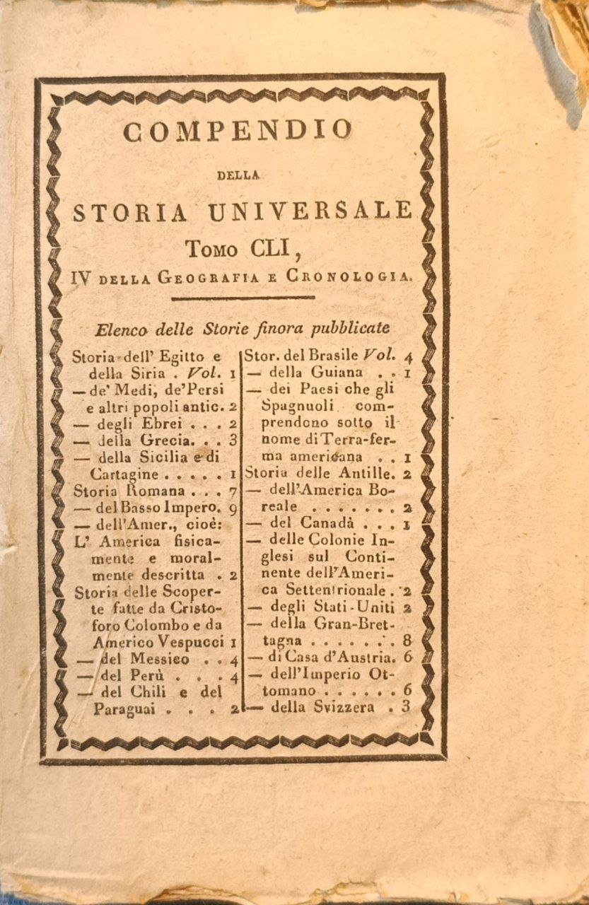 Compendio della storia universale. Tomo CLI, IV della Geografia e … | Immagine principale