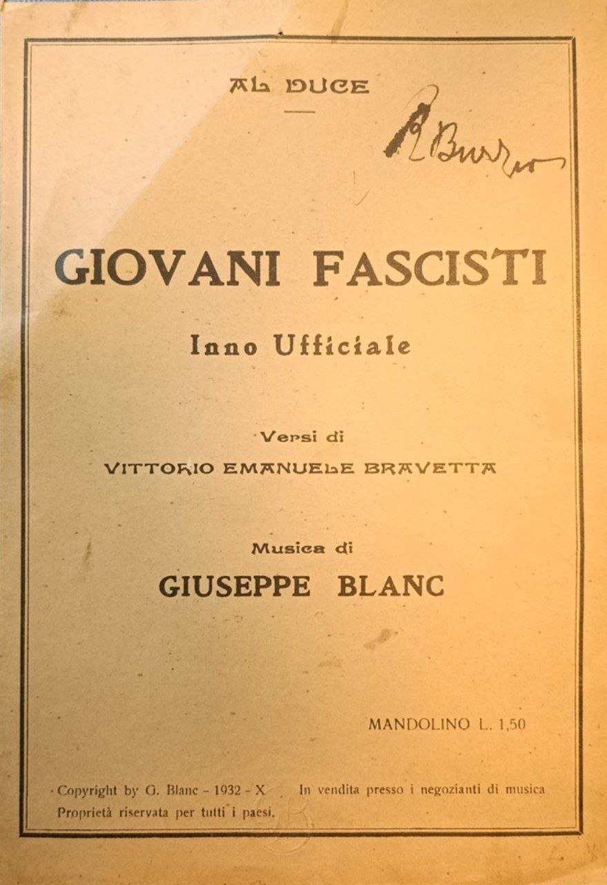 Giovani Fascisti: inno ufficiale. | Immagine principale