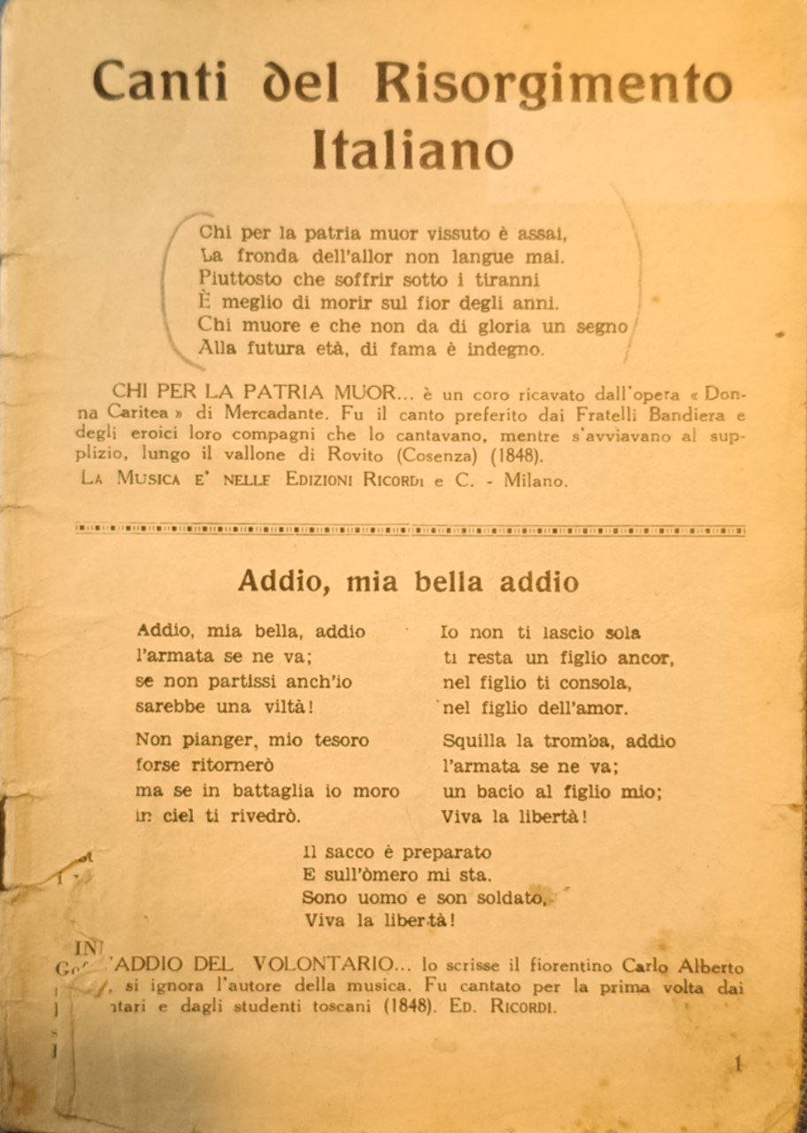 I canti del Risorgimento italiano