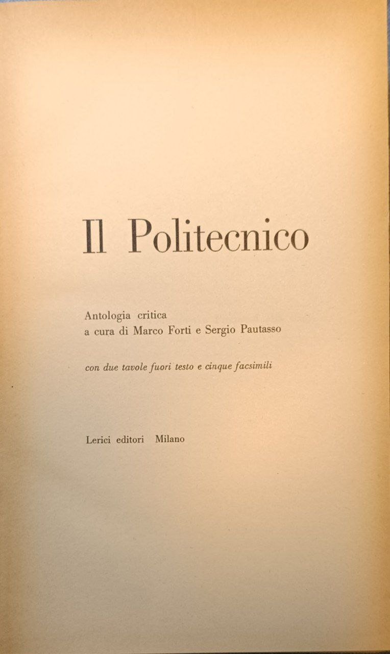 Il 'Politecnico' : antologia critica | Immagine principale