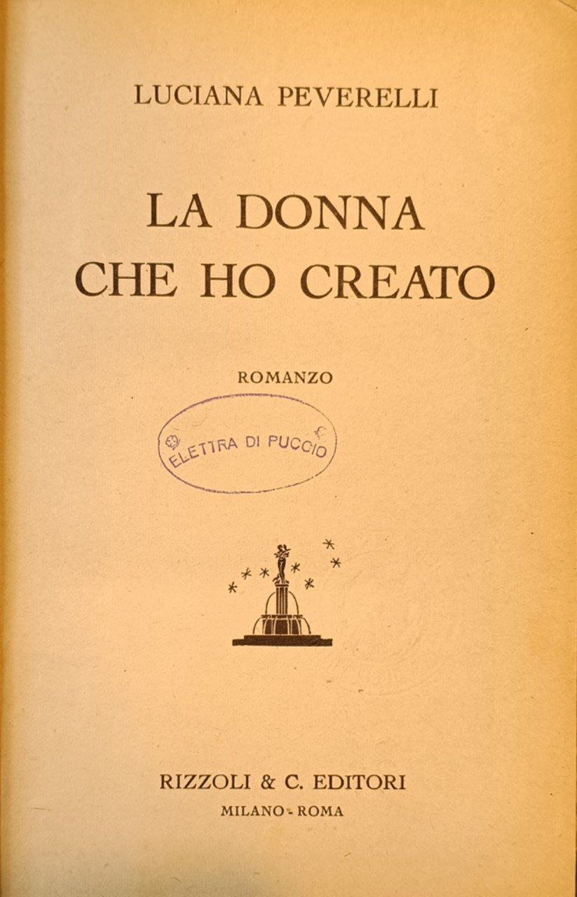 La donna che ho creato: romanzo | Immagine principale