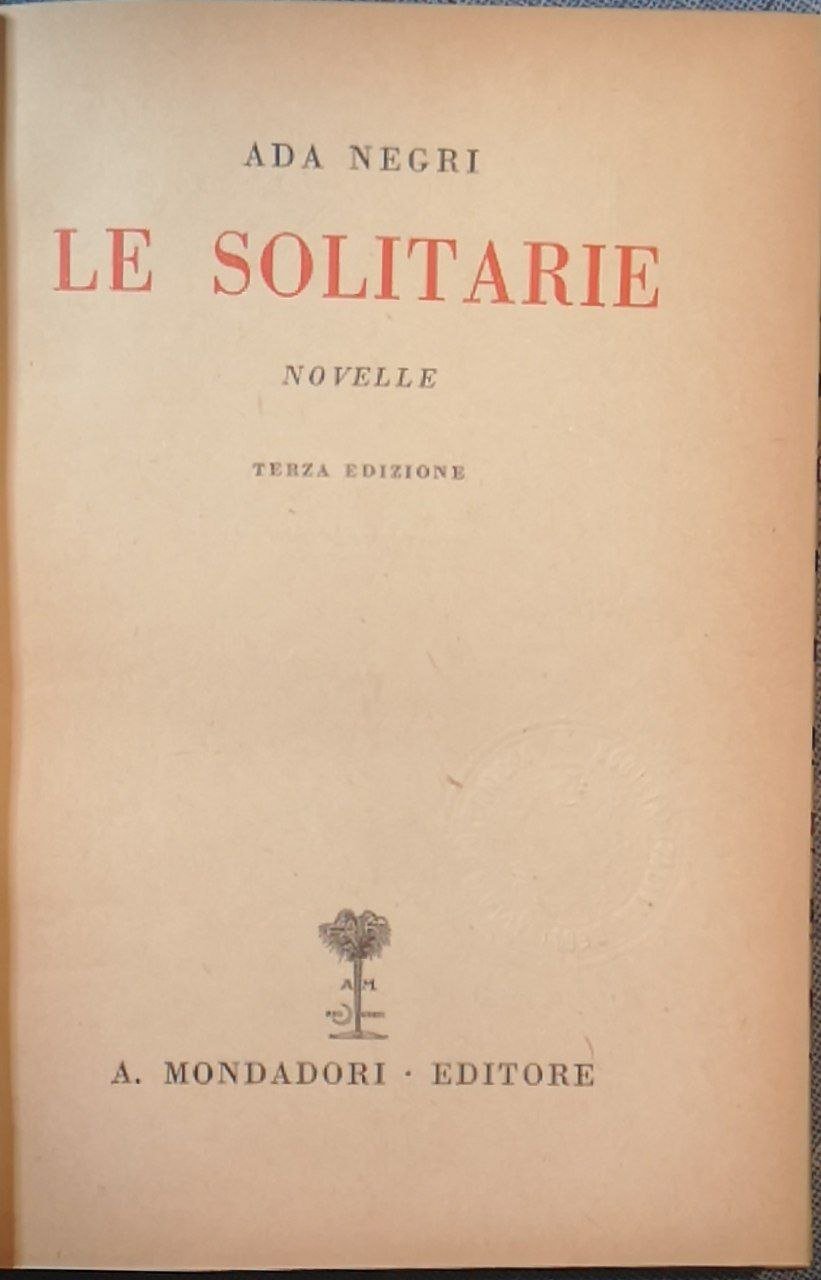 Le solitarie: novelle | Immagine principale