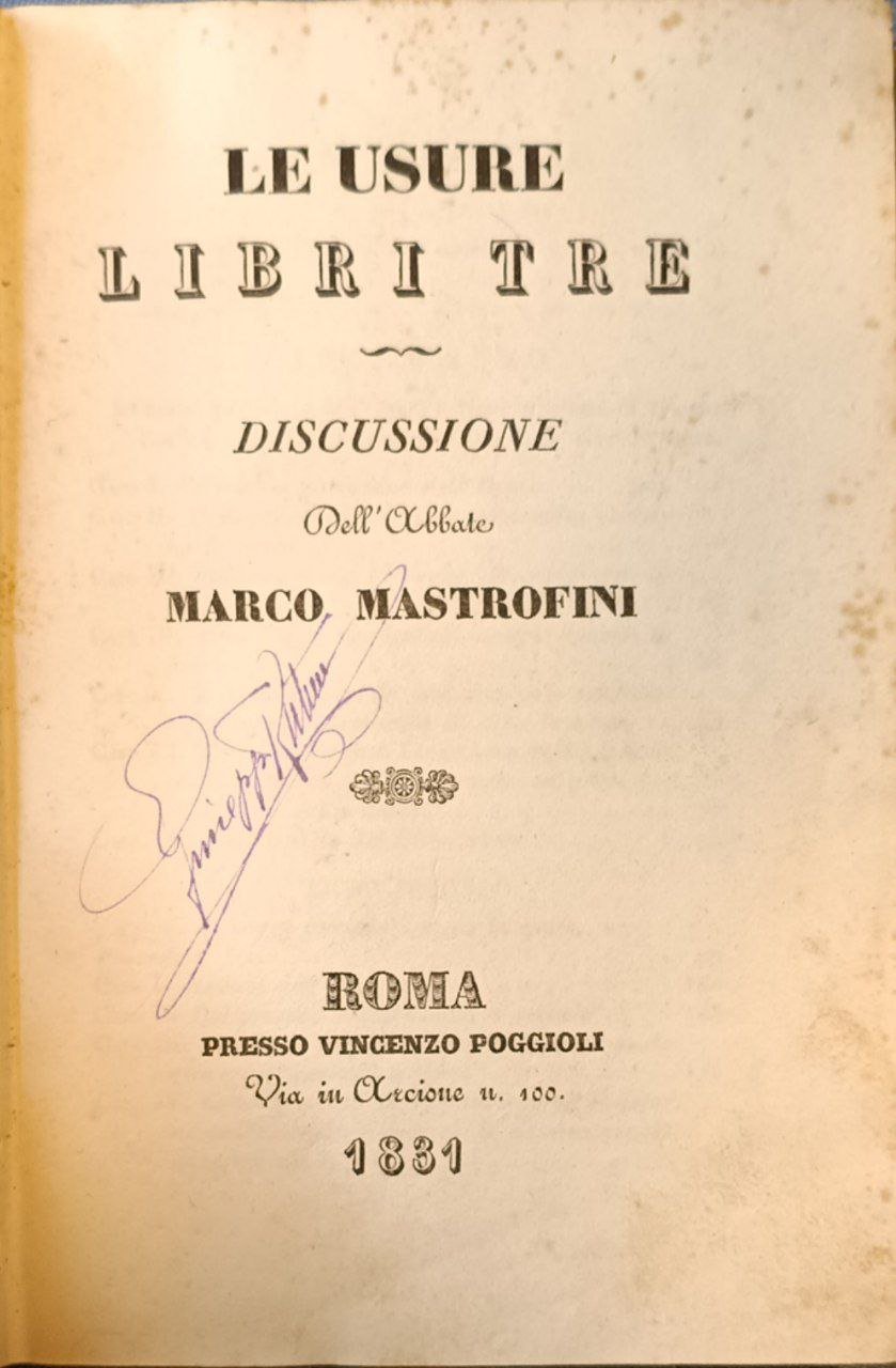 Le usure. Libri tre