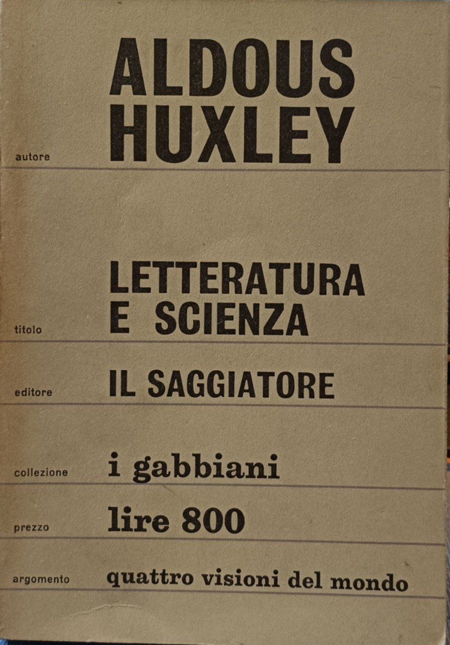 Letteratura e scienza e altri saggi | Immagine principale