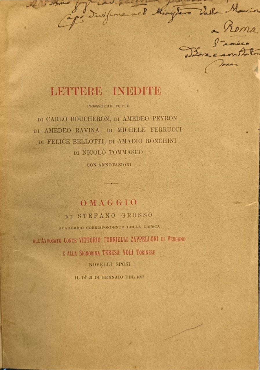 Lettere Inedite (pressoché tutte) di Carlo Boucheron, di Amedeo Peyron, … | Immagine principale
