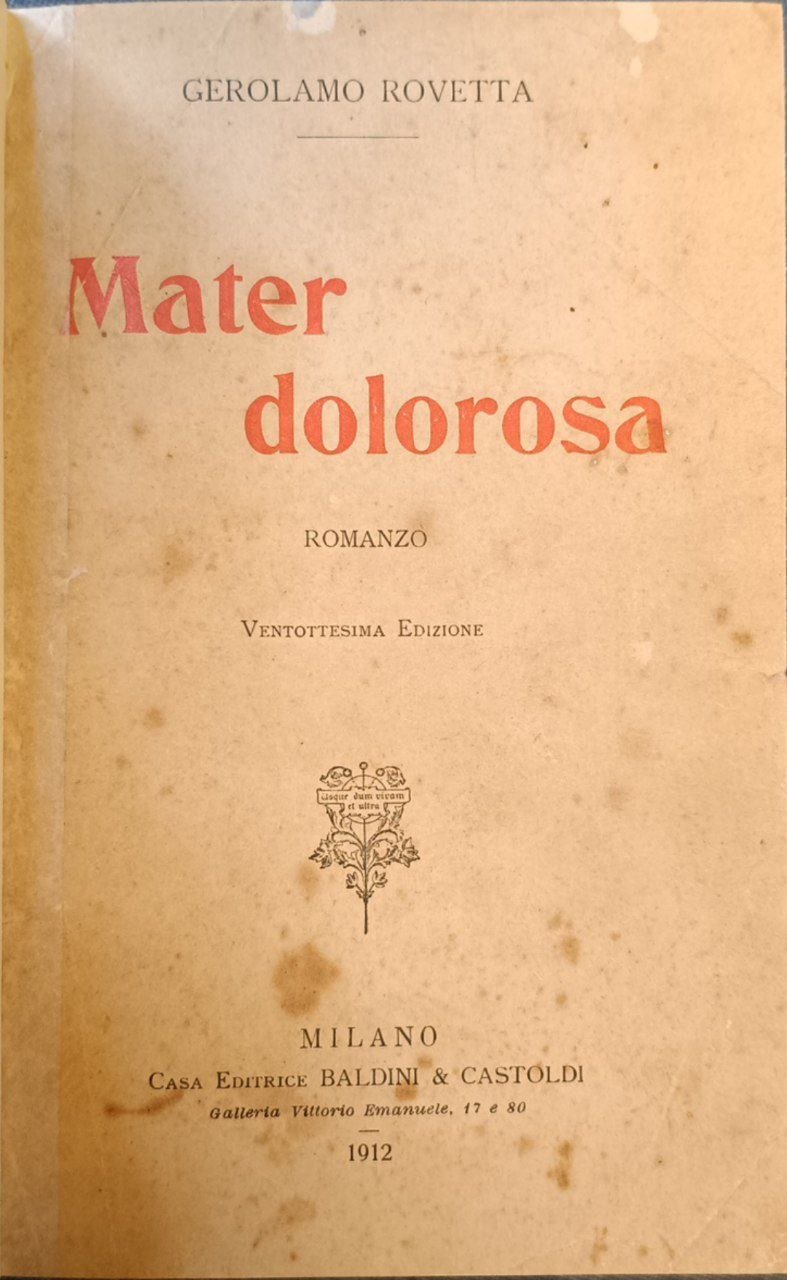 Mater dolorosa: romanzo