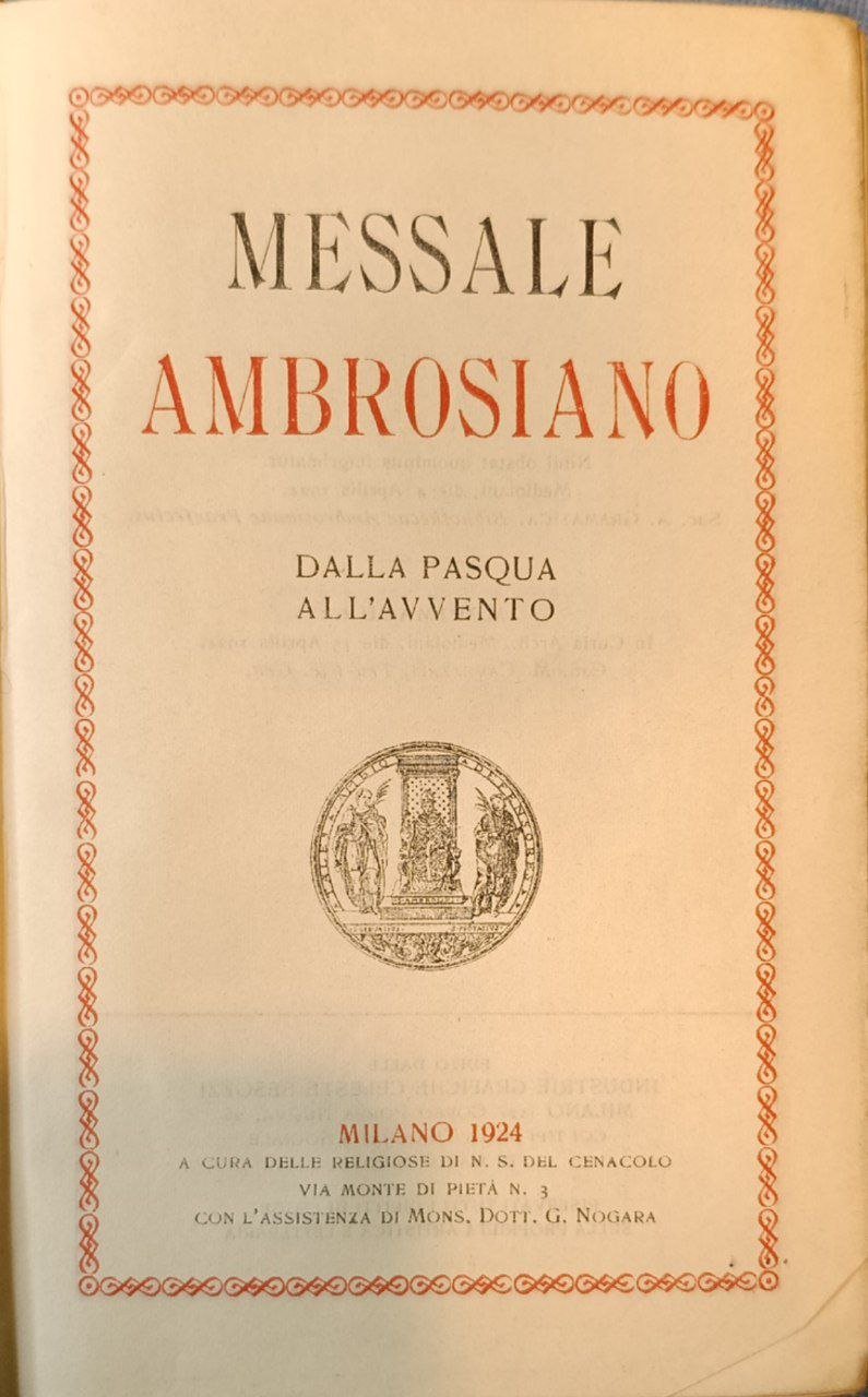 Messale Ambrosiano. Dalla Pasqua all'Avvento | Immagine principale
