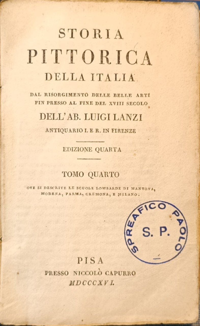 Storia pittorica della Italia. Tomo quarto | Immagine principale