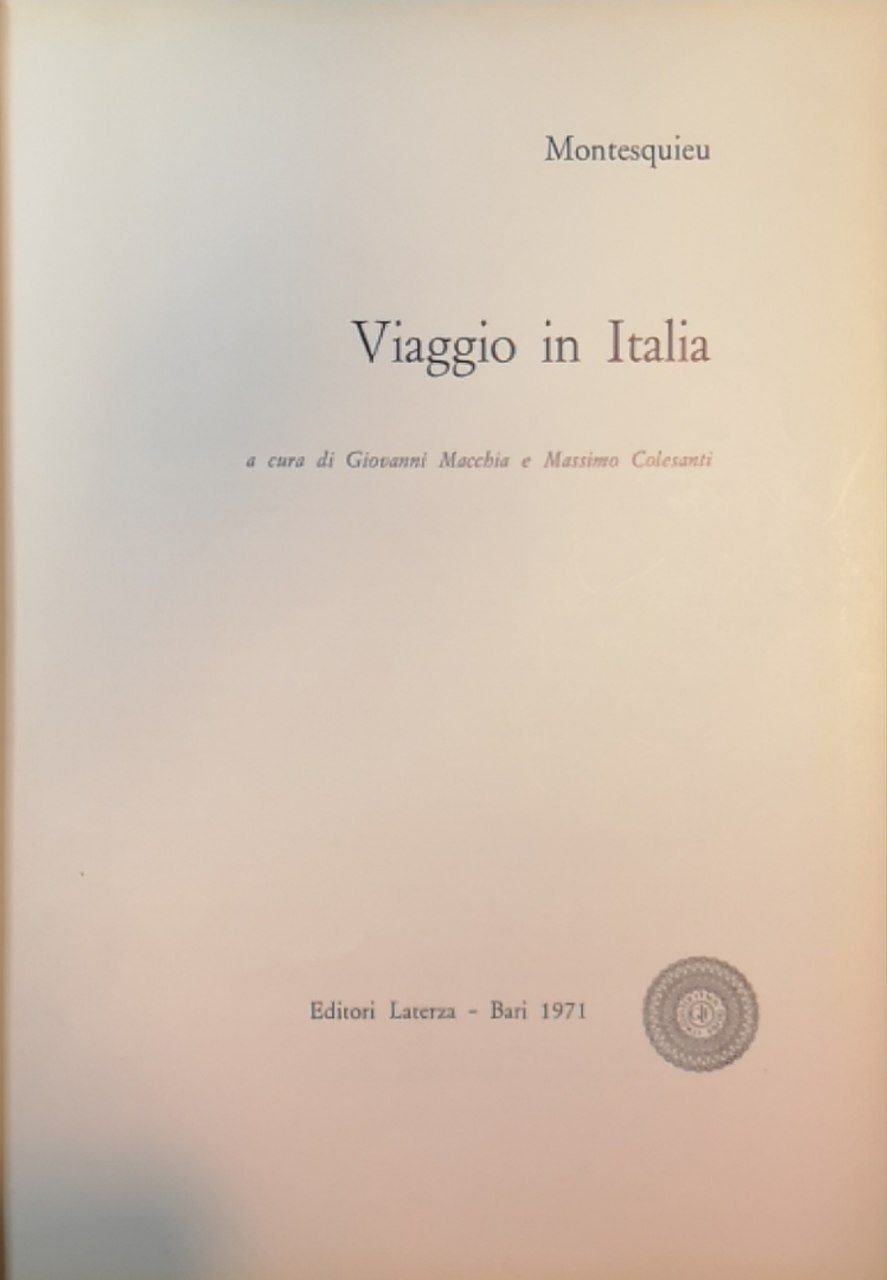Viaggio in Italia di Montesquieu