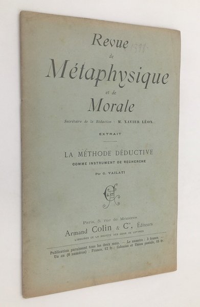 La METHODE DEDUCTIVE comme INSTRUMENT de RECHERCHE. Estratto da: Revue …