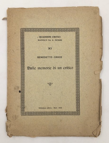 Dalle MEMORIE di un CRITICO.