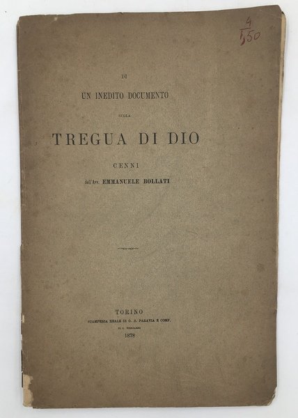 Un INEDITO documento sulla TREGUA di DIO. Cenni.