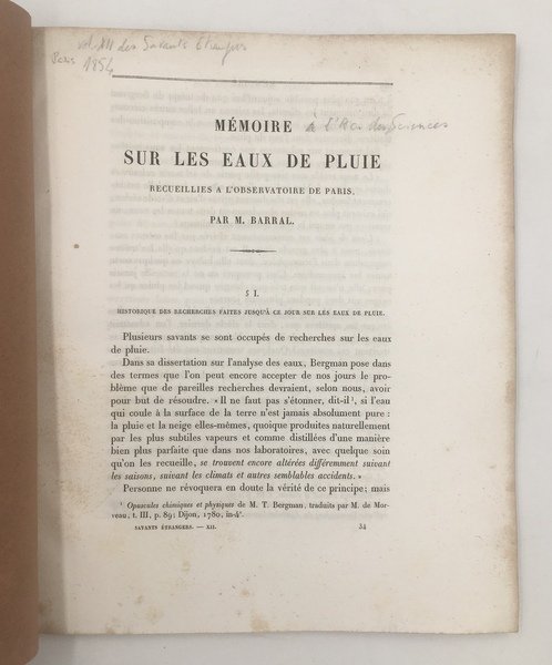Mémoire sur les EAUX de PLUIE recueillies à l'Observatoire de …
