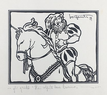 SETTE DISEGNI ORIGINALI in nero china, destinati a illustrare un …