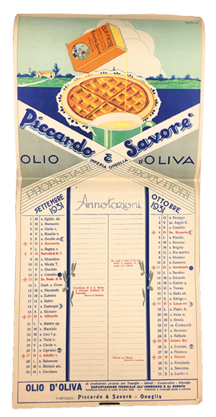 CALENDARIO 1931 - Omaggio della Casa PICCARDO & SAVORÈ - …
