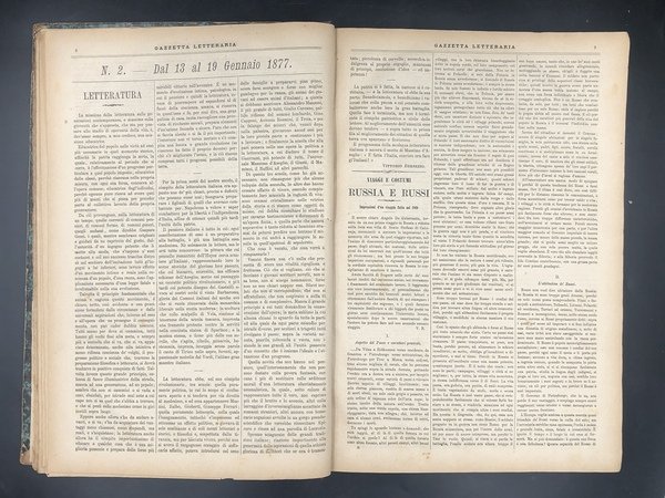 GAZZETTA LETTERARIA redatta dai MIGLIORI SCRITTORI. Anno I°, 1877. 2.a …
