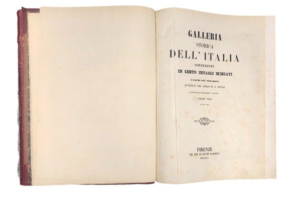 GALLERIA STORICA dellITALIA contenente in CENTO INTAGLI MINIATI i fatti …