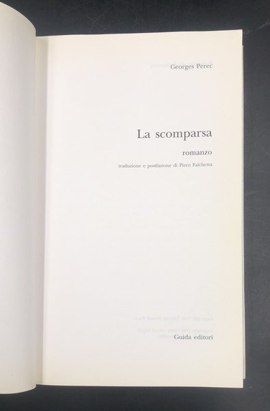 La SCOMPARSA. Traduzione e postfazione di Pietro FALCHETTA. [Libro del …