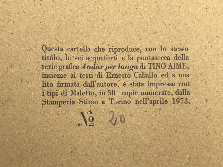 Andar per LANGA. Sei ACQUEFORTI [una puntasecca e una LITOGRAFIA …