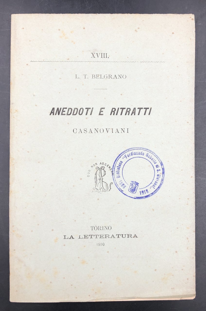 ANEDDOTI e RITRATTI CASANOVIANI.