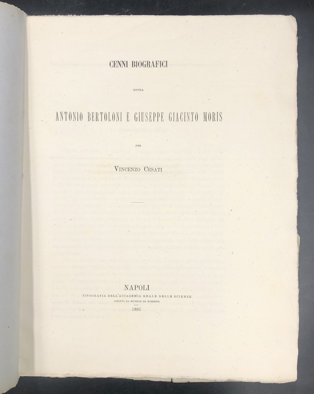 Cenni BIOGRAFICI sovra Antonio BERTOLONI e Giuseppe Giacinto MORIS. Estratto …