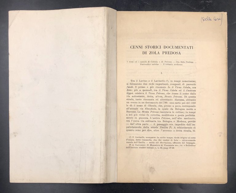 Cenni STORICI DOCUMENTATI di ZOLA PREDOSA. Corposo stralcio da: Atti …