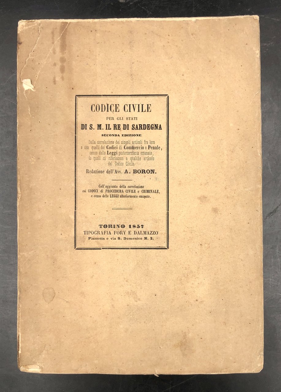 CODICE CIVILE per gli Stati di S. M. il Re …