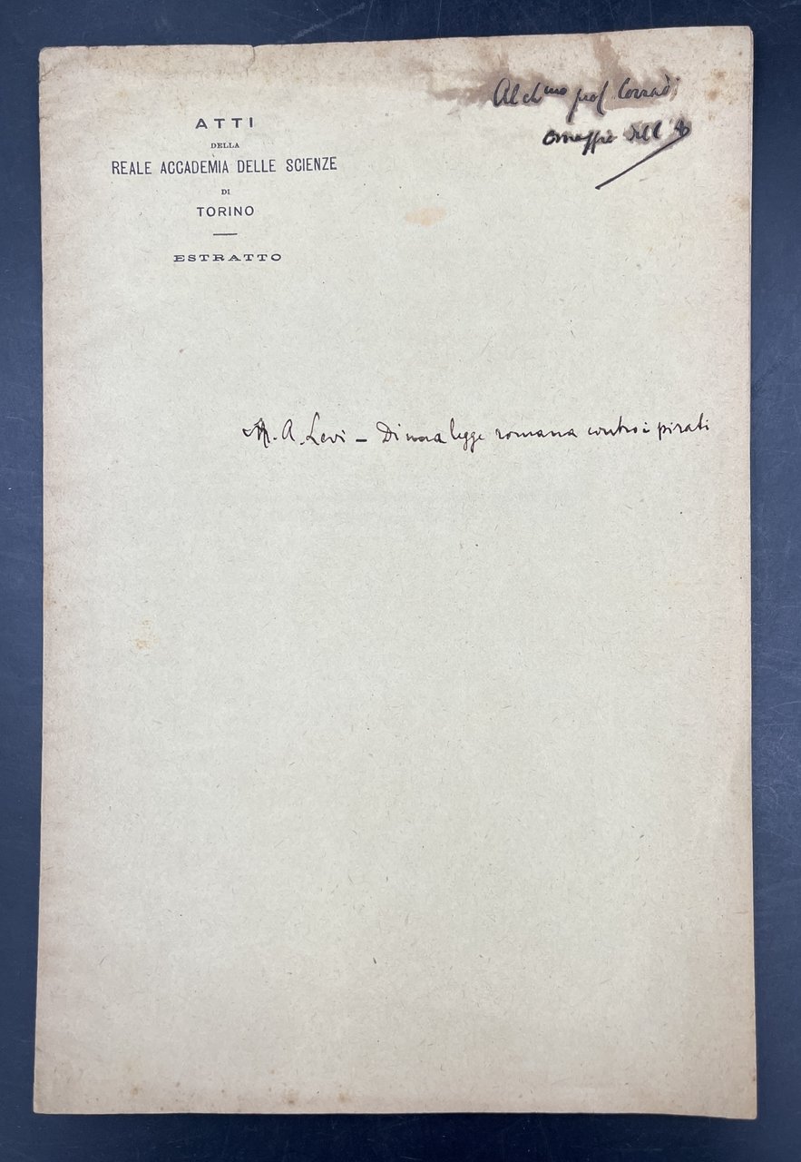 Di una LEGGE ROMANA contro i PIRATI. Nota. Estr. orig. …