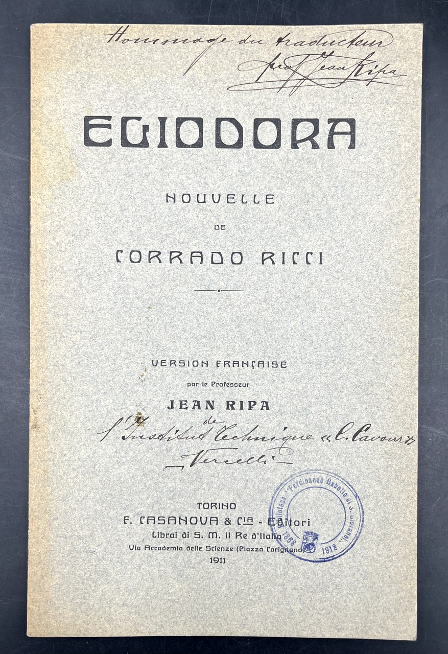 ELIODORA. Nouvelle de Corrado RICCI. [TESTO ITALIANO e] version française …