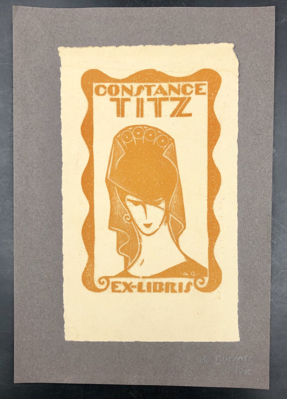 EX LIBRIS Constance TITZ. Xilografia déco.