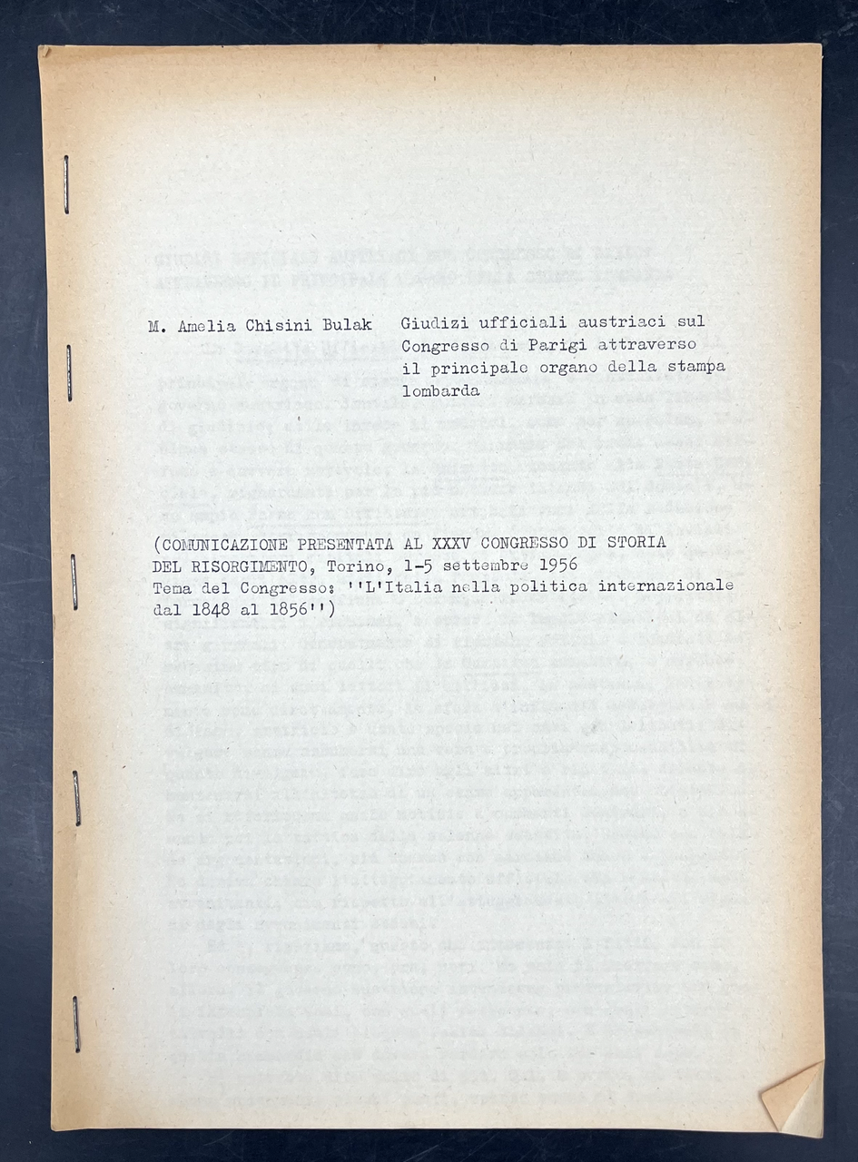 GIUDIZI UFFICIALI AUSTRIACI sul CONGRESSO di PARIGI attraverso il principale …
