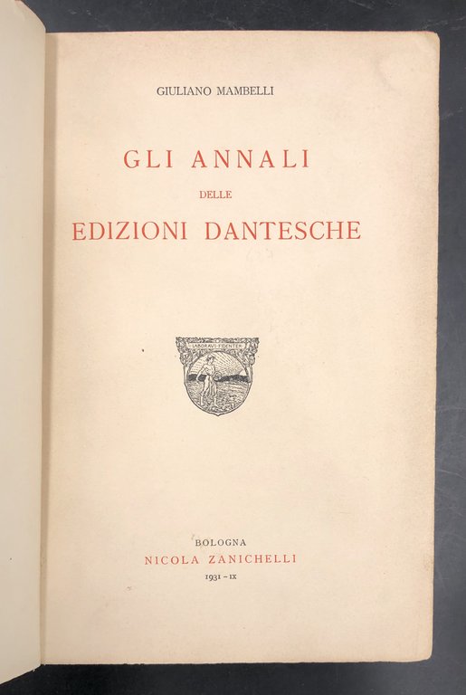 Gli ANNALI delle EDIZIONI DANTESCHE.