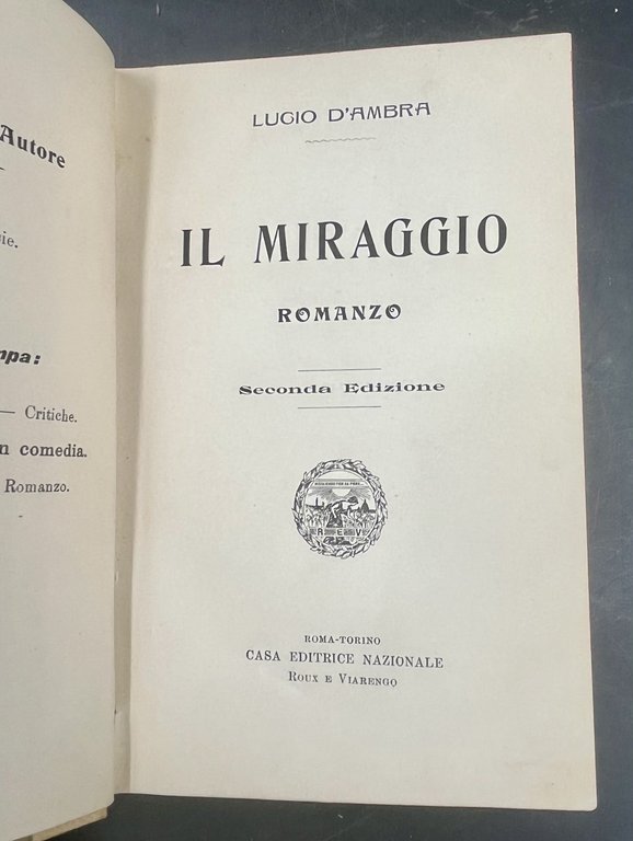 IL MIRAGGIO. Romanzo. Seconda edizione.