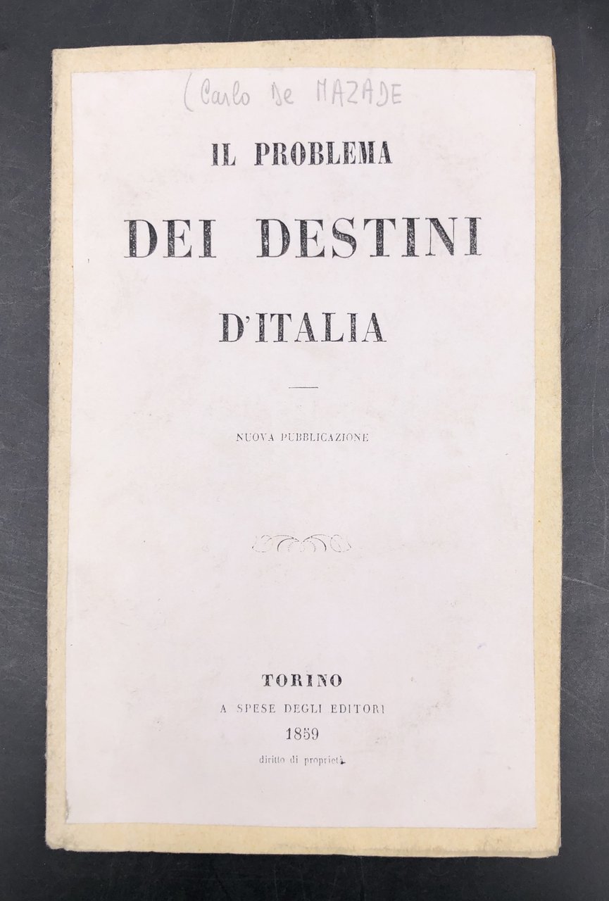 Il problema dei DESTINI d'ITALIA. Nuova pubblicazione.