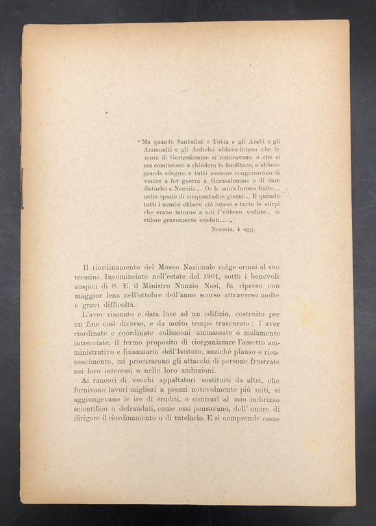 IL RIORDINAMENTO del MUSEO NAZIONALE di NAPOLI. Tre opuscoli. [ARCHEOLOGIA …