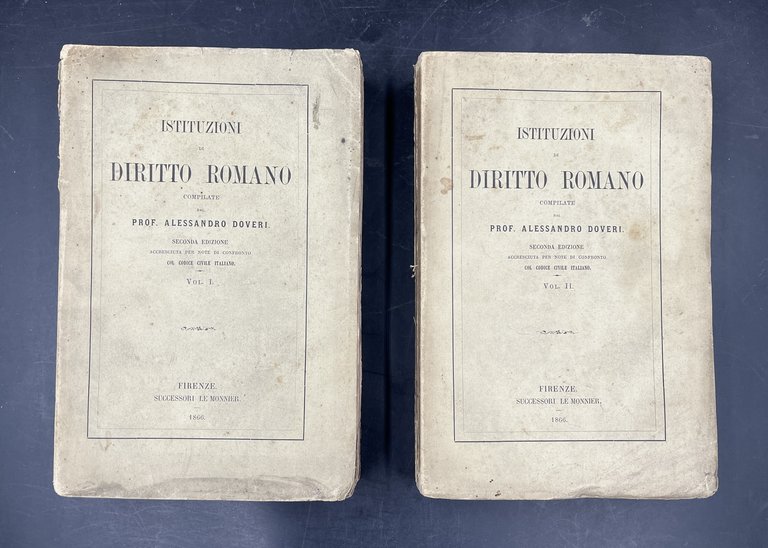 ISTITUZIONI di DIRITTO ROMANO. Seconda edizione, accresciuta per note di confronto col Codice Civile Italiano.