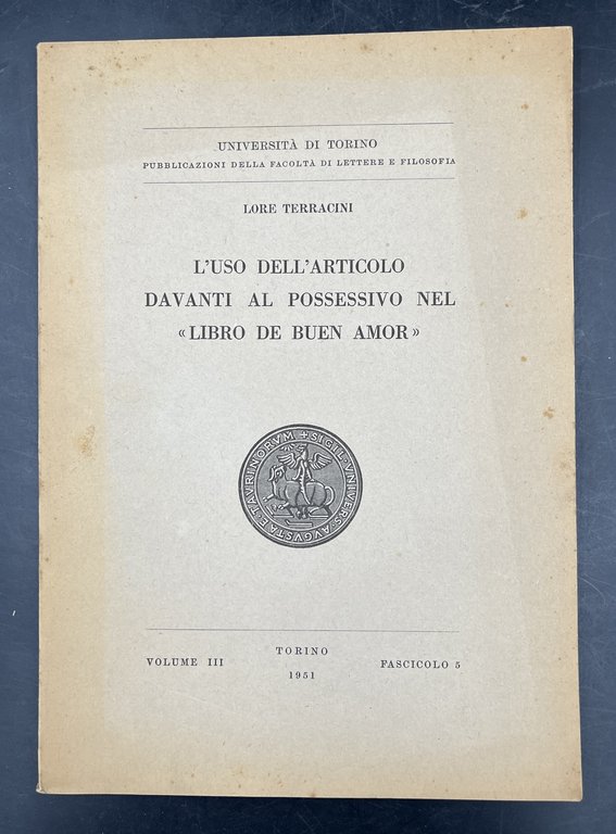 L'USO dell'ARTICOLO davanti al POSSESSIVO nel "LIBRO de BUEN AMOR" [del 1330 circa]. Univ. di Torino, pubbl. d. Fac. di lettere e Filosofia, v. III, fasc. 5.