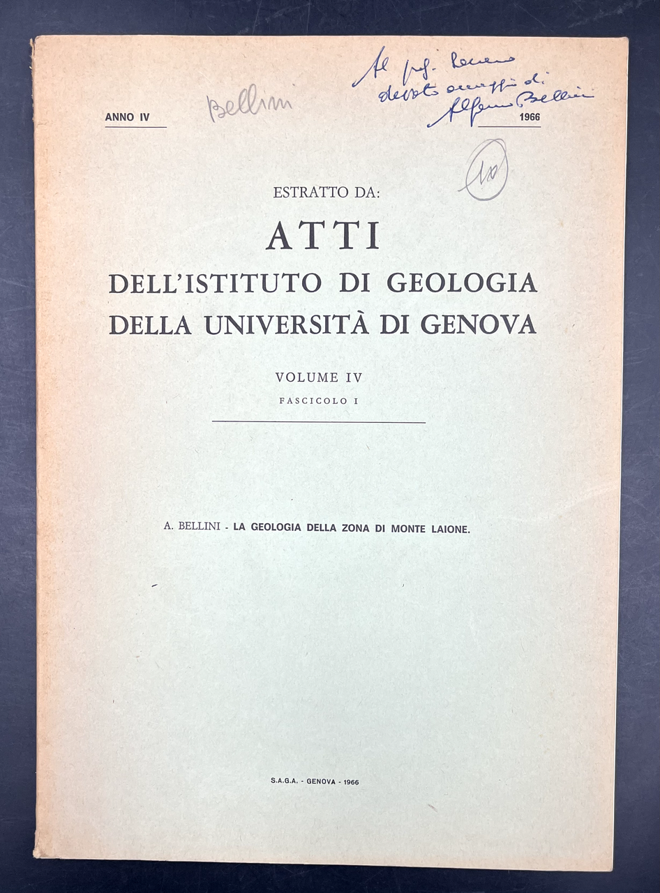 La GEOLOGIA della ZONA di MONTE LAIONE. Estr. orig. da …