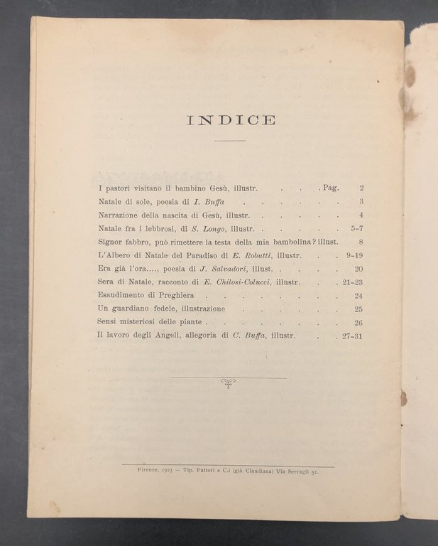 La STRENNA dei FANCIULLI 1923. [Libretto natalizio VALDESE].