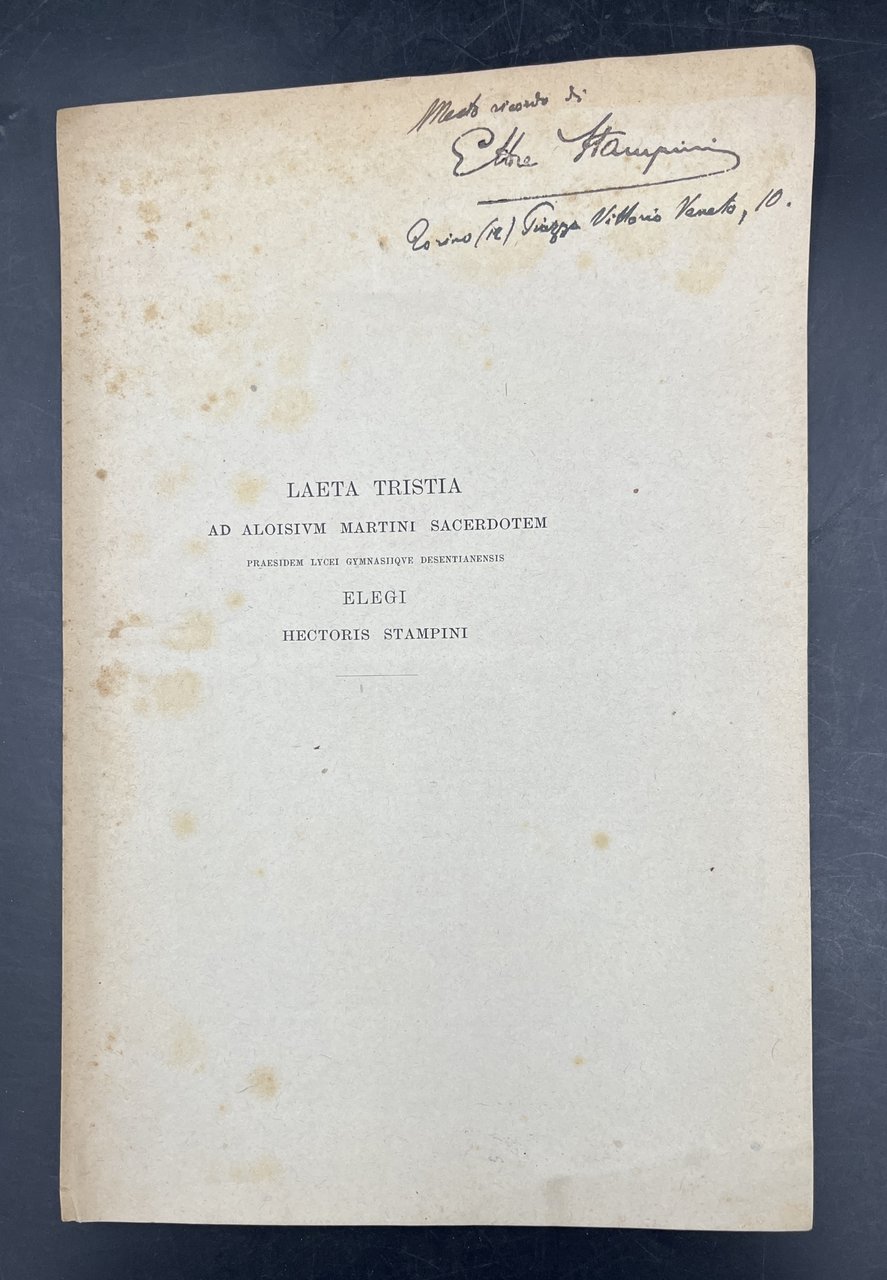 LAETA TRISTIA ad Aloisium Martini sacerdotem elegi Hectoris Stampini.