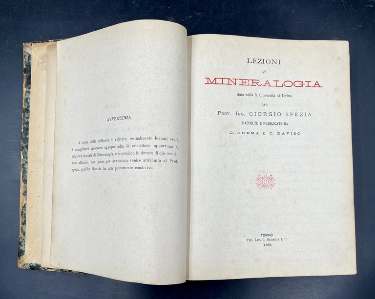 Lezioni di MINERALOGIA date nella R. Universotà di TORINO. raccolte …