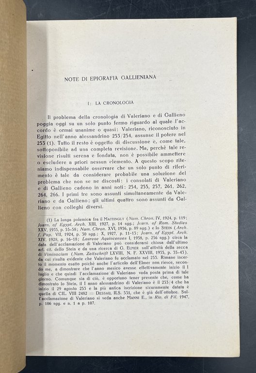 Note di EPIGRAFIA GALLIENIANA. Estr. orig. da: Epigraphica, 9 (1947), …