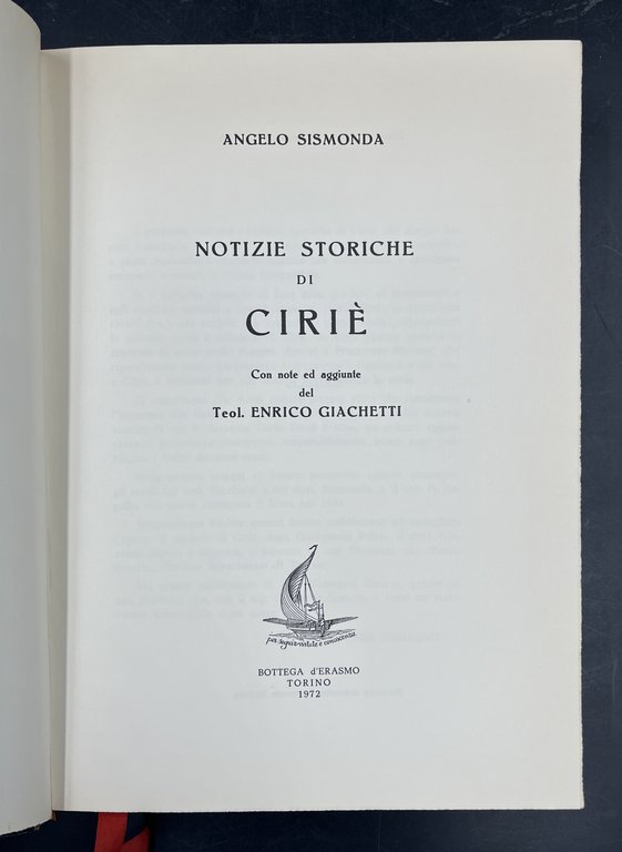 Notizie storiche di CIRIÈ. Con note ed aggiunte del teol. …
