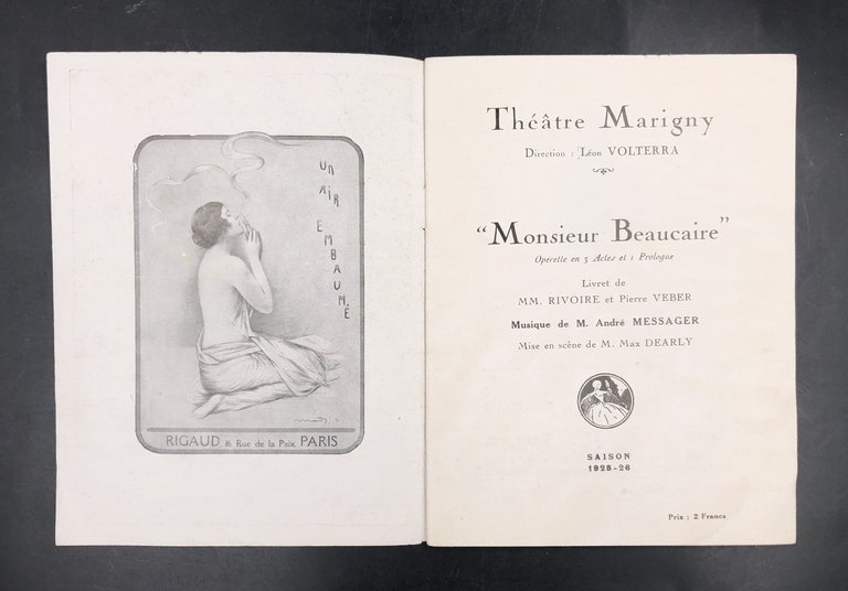 Opuscolo di presentazione dell'operetta "MONSIEUR BEAUCAIRE. Opérette en 3 actes …